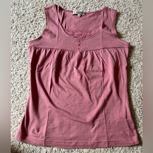 Rosy Casual Tank w/ Lace Detailing